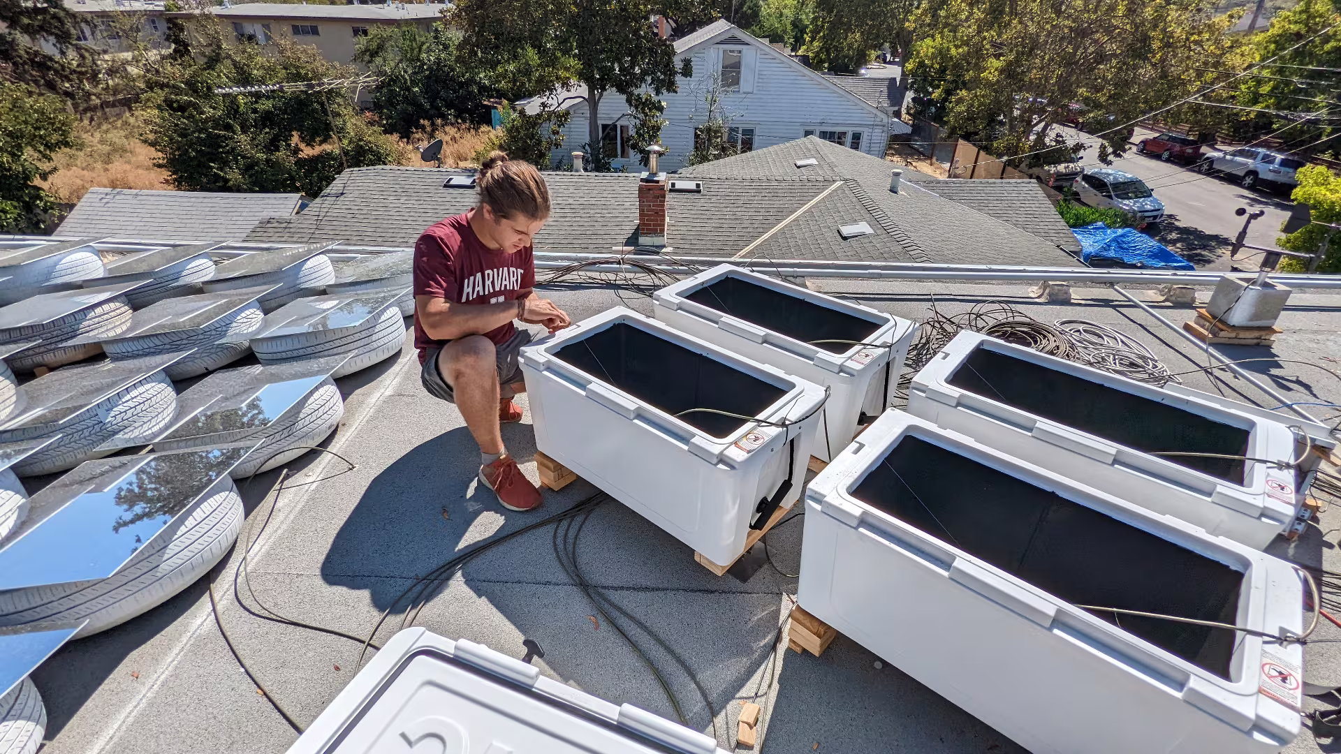 Instrumented water tanks used in California water-surface experiments